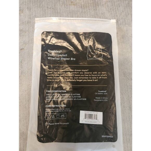 NWT New Truekind Shapermint Daily Comfort Wirefree Shaper Bra 4XL Black - Picture 5 of 5